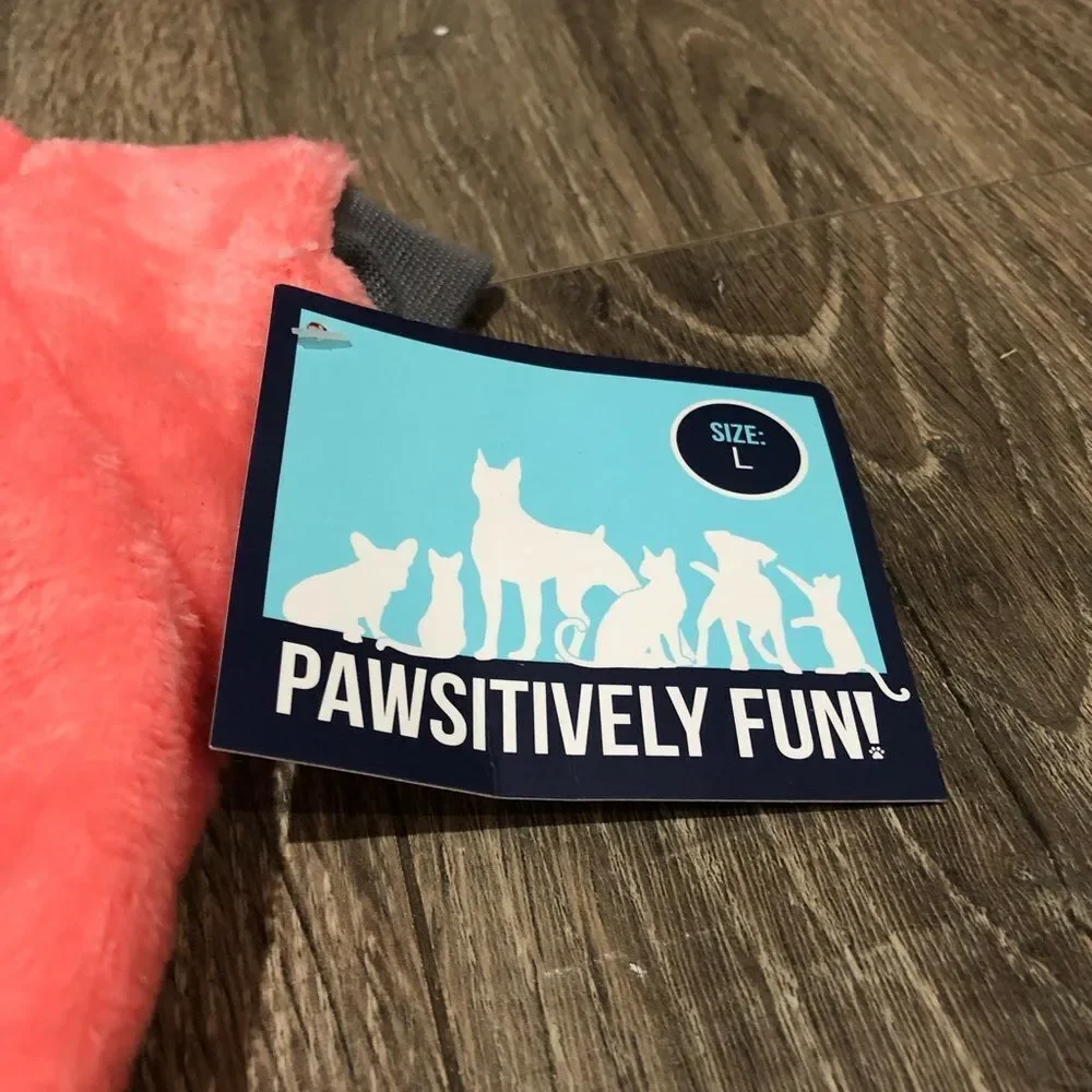 NEW Dog Sweater Size L Pawsitively Purrfect Pink & Gray Dog Sweater